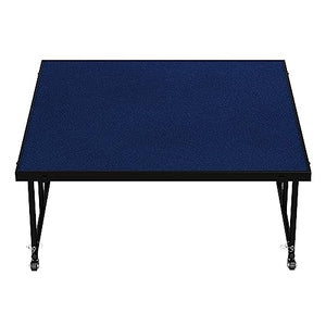 Krollen Industrial Portable Modular Stage with Blue Carpet TFXS48482432C04, Adjustable Height - 24" to 32
