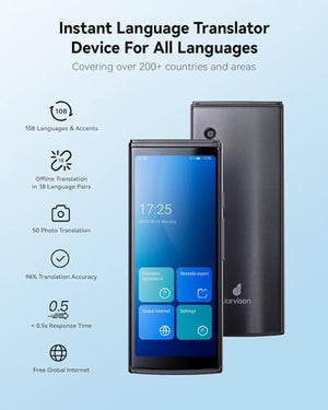 Jarvisen Language Translator Device - Two-Way Instant Voice Translator for 108 Languages - Real-Time Translation - Portable Traductor for Travel & Business