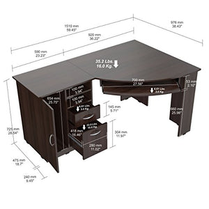 Inval America L-Shaped Corner Desk, Espresso