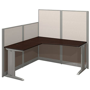 Bush Business Furniture Office in an Hour 65W x 65D L Shaped Cubicle Workstation in Mocha Cherry
