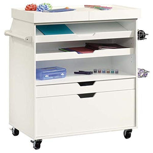 Pemberly Row Craft Cart in Soft White