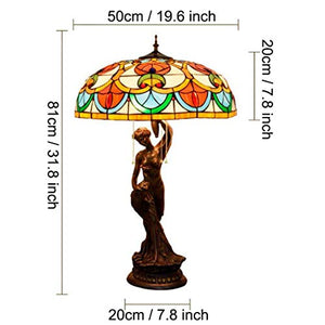 MaGiLL Tiffany Desk Lamp 20 Inch Hand Painted Glass European Style - Living Room Coffee Table Bedroom Night Light