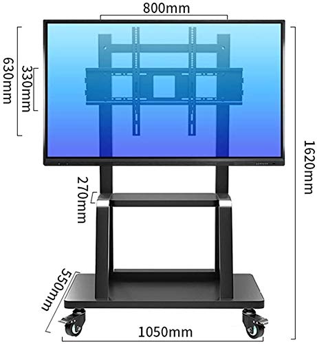 TV Rack Furniture Commercial TV Mobile Cart for 55"-95" Flat Panel Screens, Black Heavy Duty 2 Shelf and Locking Wheels,Load 155kg TV Rack Full Motion