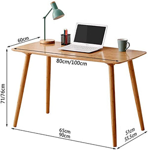 LQ Shelf Computer Desk, Easier and Modern Bamboo Home Office Desk, Office-Desk Workstation for Office/Study/Bedroom, Easy to Assemble Coffee Table (Size : 80×60×71cm)
