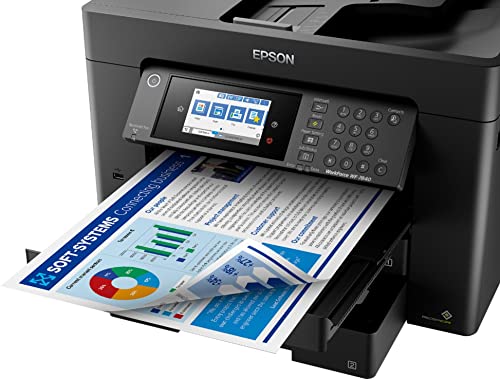 Epson Workforce Pro WF 78-Series Wireless All-in-One Inkjet Printer, Wide-Format Printing up to 13" x 19", Auto Duplex Print, Copy Scan Fax, Two 250-Sheet Trays, 50-Sheet ADF