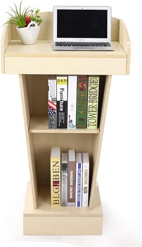 SMuCkS Lectern Podium Wood Floor-Standing with Storage Shelf (White Maple, 108x40x60cm)