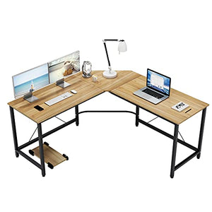 Soges 59 x 59 inches Large L-Shaped Desk Computer Desk L Desk Office Desk Workstation Desk, Oak CS-ZJ02-OK