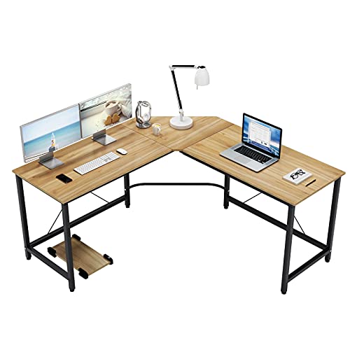 Soges 59 x 59 inches Large L-Shaped Desk Computer Desk L Desk Office Desk Workstation Desk, Oak CS-ZJ02-OK