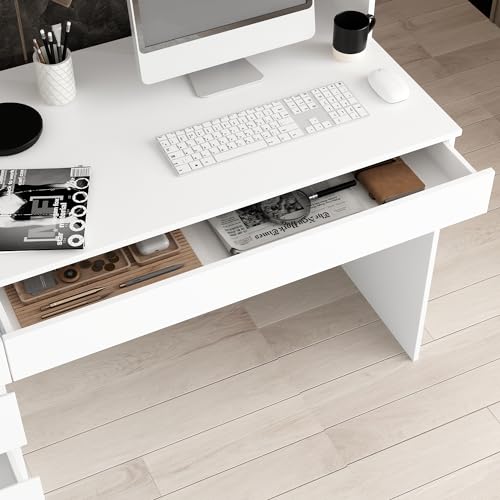 Homsee Large 2-in-1 Computer Desk with Bookshelf, Office Desk Writing Study Table - White
