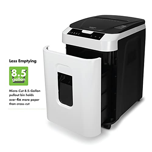 Aurora Commercial Grade 200-Sheet Auto Feed High Security Micro-Cut Paper Shredder - 60 Minutes Runtime - Security Level P-5