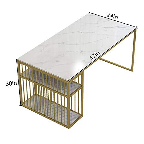 DIANAR Modern Simple Style Computer Desk PC Laptop Study Table Office Desk Workstation for Home Office, Marble Small Desks for Small Spaces（White）