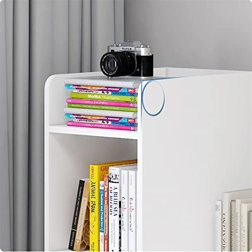 BinOxy Modern Minimalist Computer Desk with Multi-layer Storage Bookcase - White PC Table Study Table (112CM)