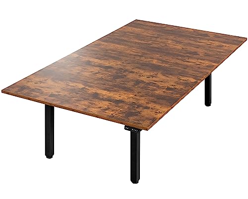 VIVO Electric Height Adjustable Stand Up Desk, Rustic Vintage Brown Table Tops, Large Standing Workstation - DESK-KIT-404N