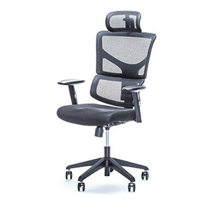 X-Chair X-Basic Task Chair with Headrest - Black Flex Mesh - Ergonomic Office Seat