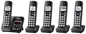 Panasonic Cordless Phone System with Call Block - 5 Handsets - KX-TGD535M (Metallic Black)