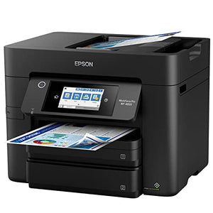 Epson Workforce Pro WF-4833 Wireless All-in-One Color Inkjet Printer, Black - Print Scan Copy Fax - 25 ppm, 4800 x 2400 dpi, 4.3" Touchscreen, Auto 2-Sided Printing, 50-Sheet ADF, 500-Sheet, Ethernet