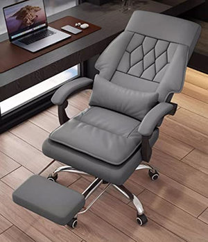 YIORYO Executive Office Desk Chair with Headrest and Lumbar Support, High Back Ergonomic Managerial Chair (Gray/Orange, Size: )