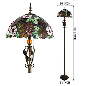 AVIVADIRECT Tiffany Floor Lamp Stained Glass Standing Reading Lamp 16x16x70 Inches