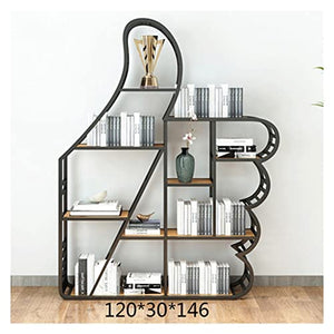 None Multi-Layer Metal Bookshelf Floor-to-Ceiling Display Rack (Brass)