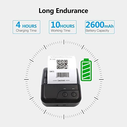 80mm Mini Thermal Printer Receipt Printer USB BT Connection ESC/POS Command Compatible with Windows Android iOS
