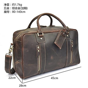 WFJDC Original Retro Men's Handbag Large-Capacity Travel Bag Diagonal Luggage Bag Travel Business Bag (Color : A, Size : 45 * 28 * 22cm)