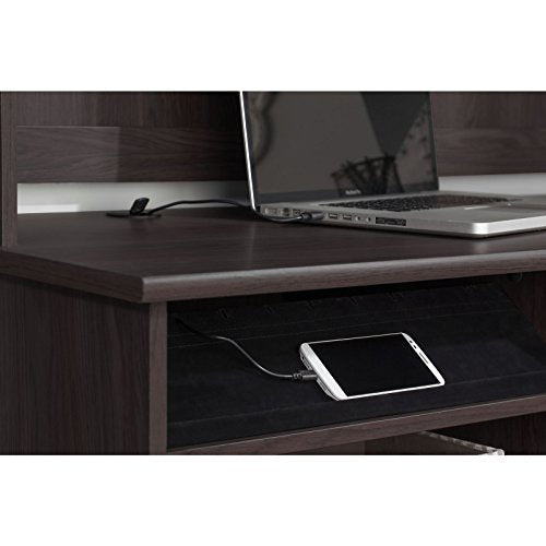 Bush Furniture Cabot Corner Desk with Hutch in Heather Gray