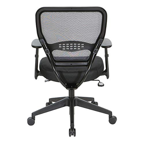 Office Star Space Seating 55 Series 24/7 Elite Ergonomic Office Chair with Breathable Air Grid Back, Lumbar Support, Memory Foam Seat, Icon Black Fabric