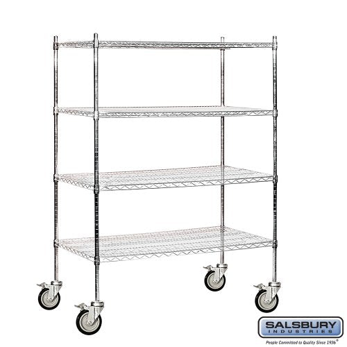Salsbury Industries Mobile Wire Shelving Unit, 48-Inch Wide by 69-Inch High by 24-Inch Deep, Chrome