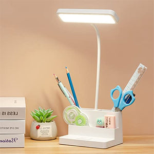 None LED Table Lamp Desk Study Reading Light with Pen Holder - Rechargeable USB Night Light - OneColor 3 Levels