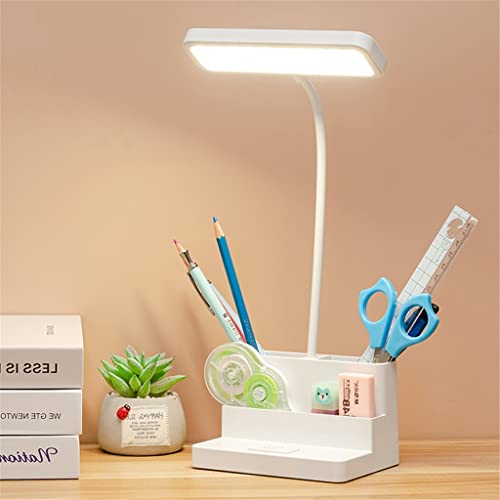 LED Table Lamp Desk Study Reading Light with Pen Holder - Rechargeable USB Night Light - OneColor 3 Levels
