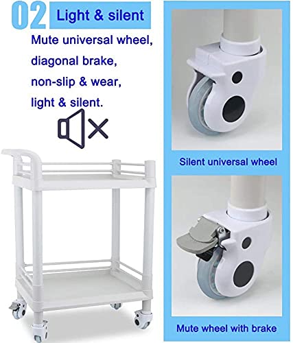 OSCCAR Utility Rolling Cart with Adjustable Dirt Bucket, 2 Tier Universal Wheel Medical Tool