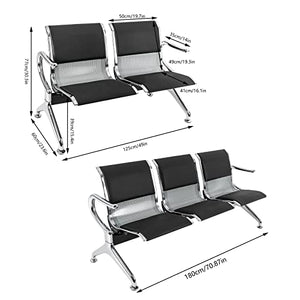 BINELUCOLU Reception Chairs Bench, 5 Seat PU Leather Steel Waiting Room Furniture