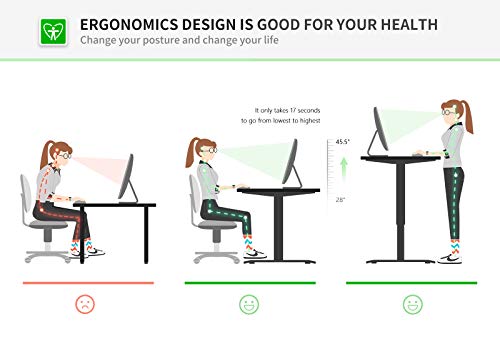FAMISKY Dual Motor Adjustable Height Electric Standing Desk, 48 x 24 Inches Stand Up Home Office Desk with Splice Tabletop, Black Frame/Greige Top