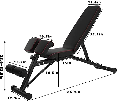 QPBP Professional Dumbbell Bench Foldable Weight Bench,Height-Adjustable Multifunctional Exercise Abdominal Extension Stool,Home/Gym Workout Bench Press Fitness Core Strength Training Equipment