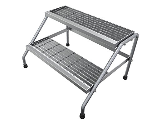 Vestil SSA-2W-KD Aluminum Wide 2-Step Stand - Knock Down, Silver