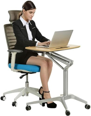 None Pneumatic Height Adjustable Sit-Stand Mobile Laptop Computer Desk Cart