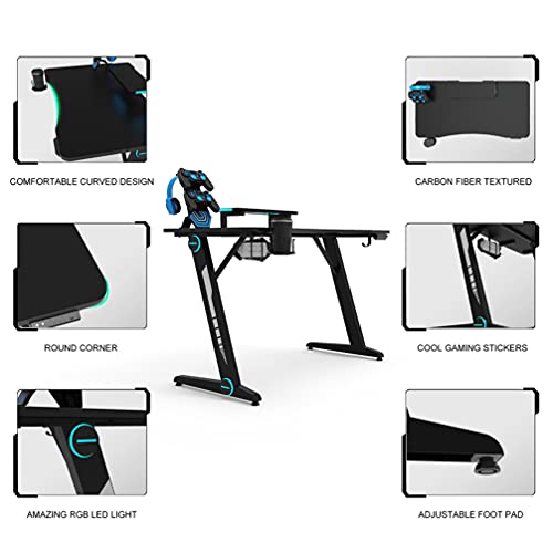 IMIKEYA Computer Desk Z- Shaped Gaming Computer Desk Gamer Workstation Corner Home Office Table