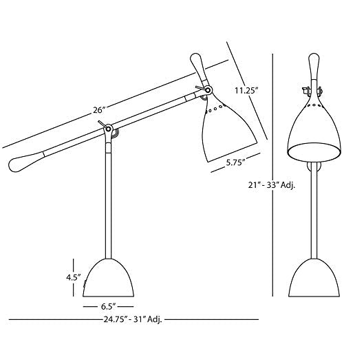 Robert Abbey Ledger Warm Brass Metal Desk Lamp with USB Port