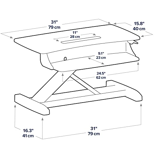 Ergotron WorkFit-Z Mini Small Standing Desk Converter - 31 Inch Width, Grey Woodgrain