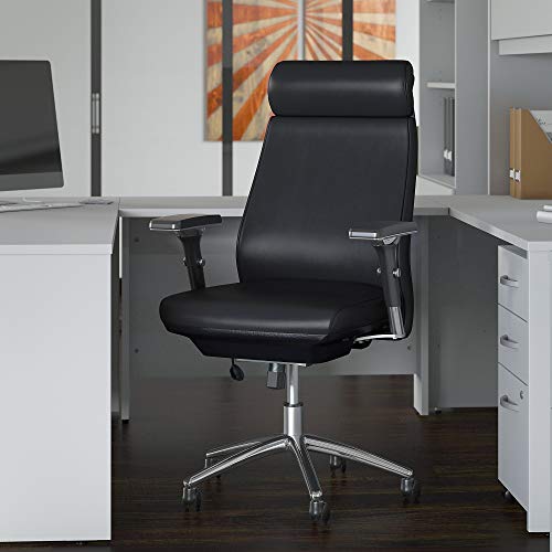 Bush Business Furniture Metropolis High Back Leather Executive Office Chair in Black