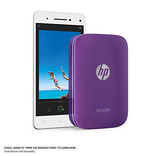 HP Sprocket Portable Photo Printer, Print Social Media Photos on 2x3 Sticky-Backed Paper - Purple (Z9L25A)