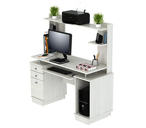 Inval America Computer Work Center With With Hutch, Laricina White