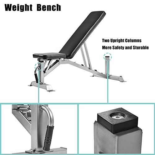 AKDSteel Weight Bench,Adjustable Weight Bench for Full Body Workout,Exercise Bench for Weight lifting and Strength Training Adjustable Sit Up Bench Gym Equipment