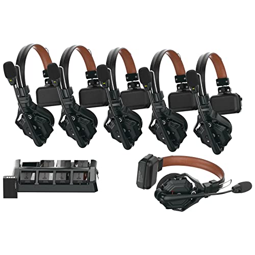 HollyView Solidcom C1 Pro Wireless Intercom Headset System - ENC Noise Cancellation - Full Duplex - 6-Person - 1100ft Range - PTT Mute - Single Ear Headset