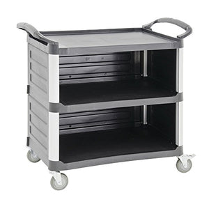 HUBERT Open Front Black Plastic Service Cart - 38 1/2" L x 20 7/8" W x 36 5/8" H