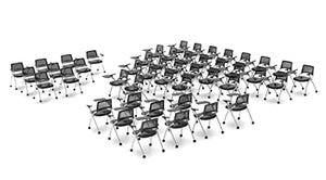 TEAMtime 46 Person Black Flip Table Student Chair Set Model 2063 - Foldable and Nestable