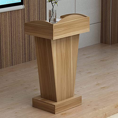 DARZYS Wood Podium Stand with 2 Tier Storage - Natural Color