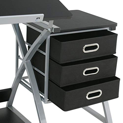 Drawing Table Adjustable, Designer Architect, Drafting Table Art & Craft Drawing w/Stool & Side Drawers Comfortable Work Space Workstation Home, Office, Studio, or School