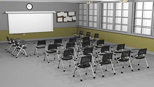 TEAMtime 20 Person Flip Table Student Chair Set - Model 2058, Black Color, Foldable and Nestable