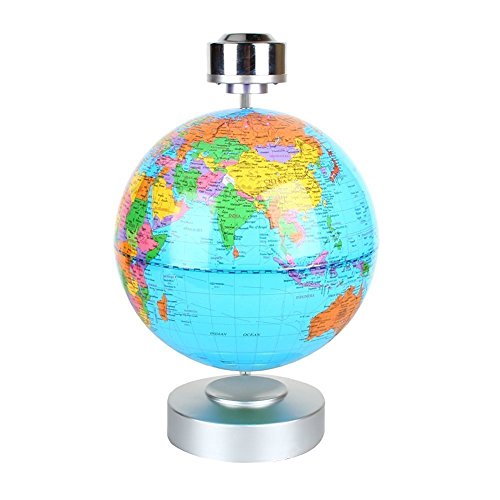 Globes World, 8" Magnetic Floating Globe with LED Light - Anti-Gravity Levitation Rotating Planet Earth Globe Stylish Home Office Desktop Display Decoration (Blue)